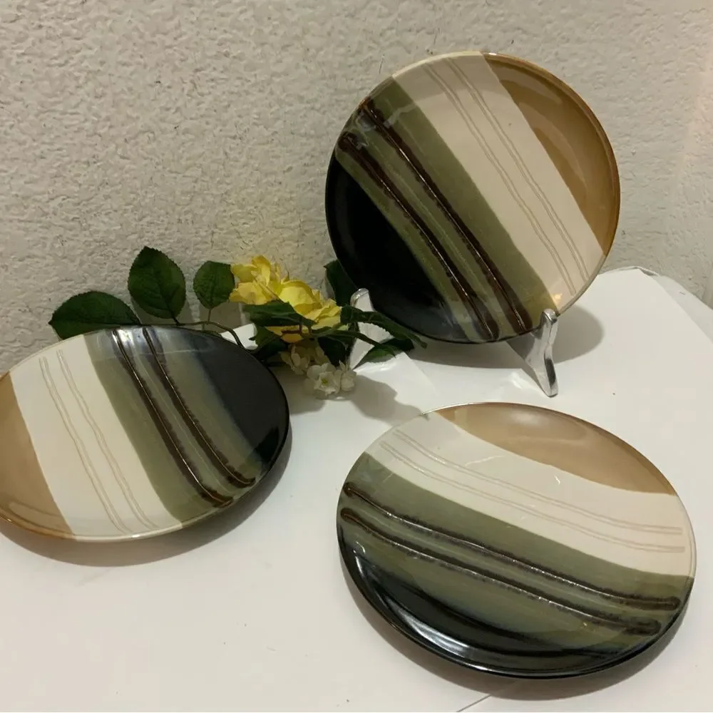 Set of 3 Retroneu Stone Lattitudes 1322 salad plates 7.5” G6